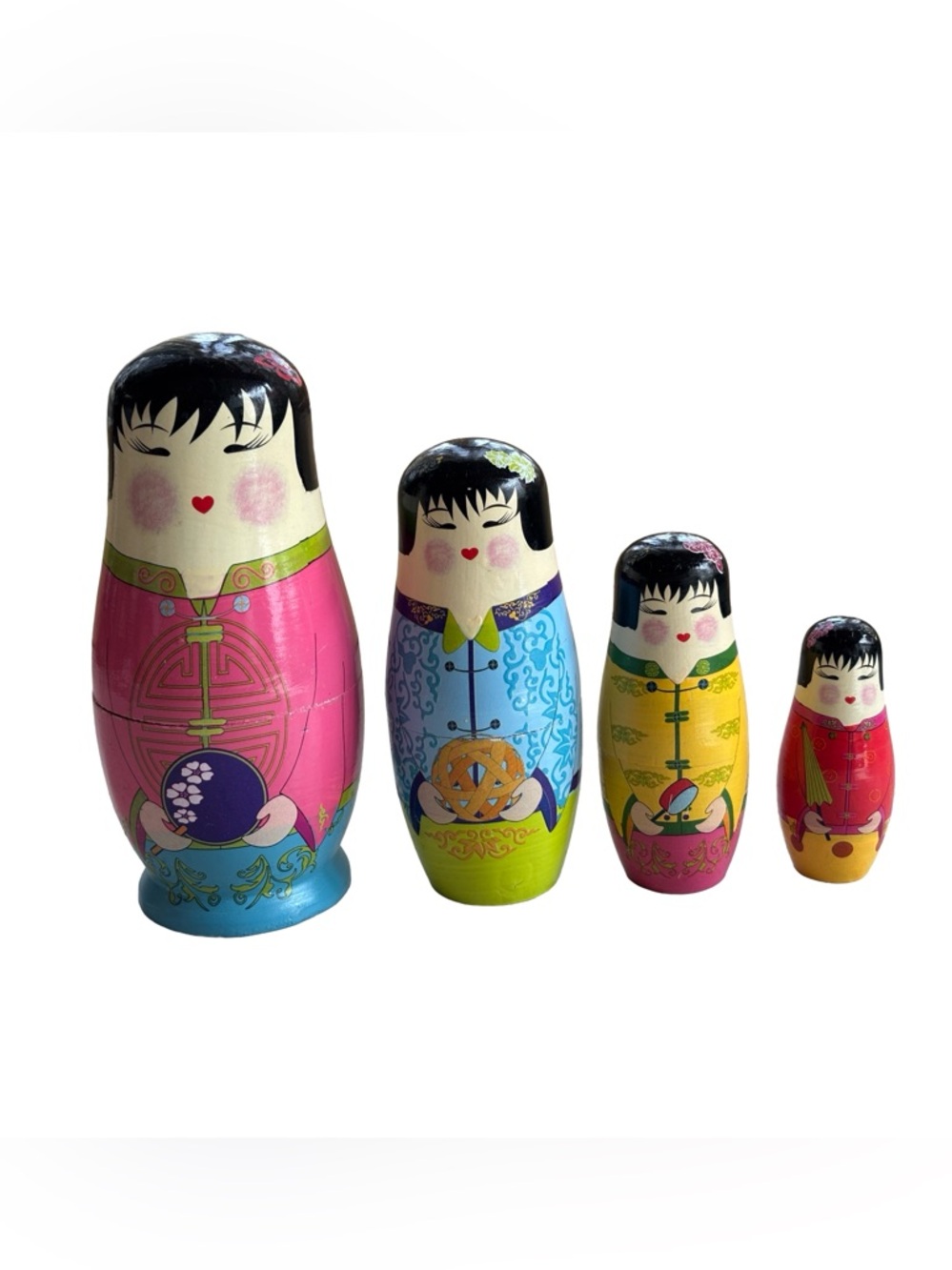 Pier 1 Hand-Painted Wooden Chinese Nesting Dolls -